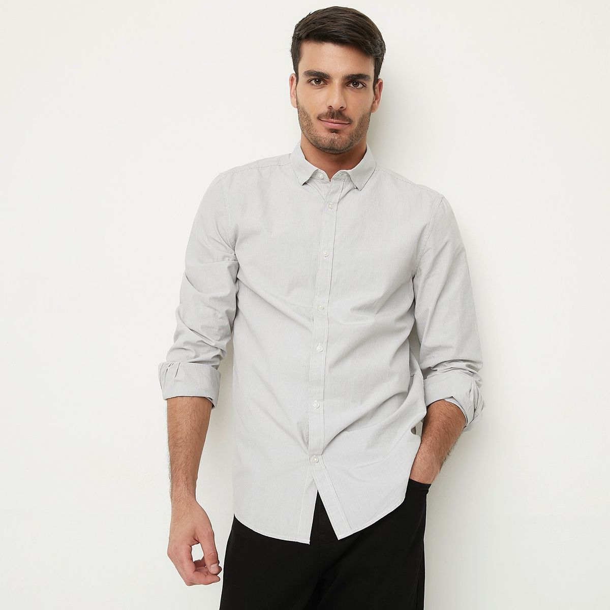 BASEMENT - Camisa Hombre Manga larga de Algodón Basement