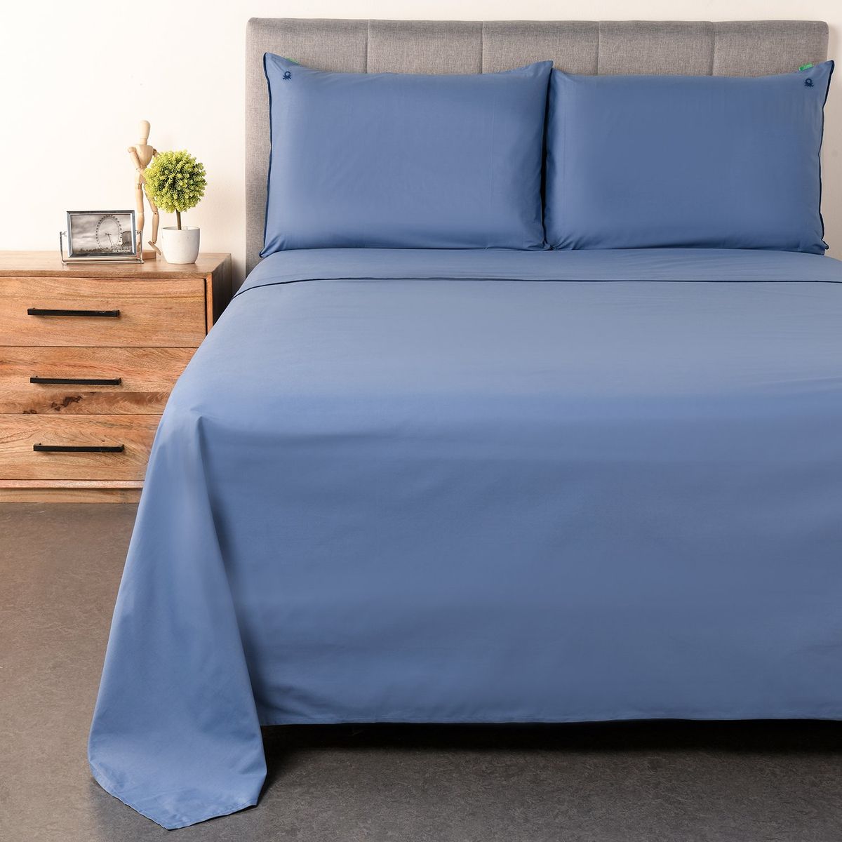 BENETTON - Sábanas Algodón 180 Hilos Pip Doble, Queen y King 