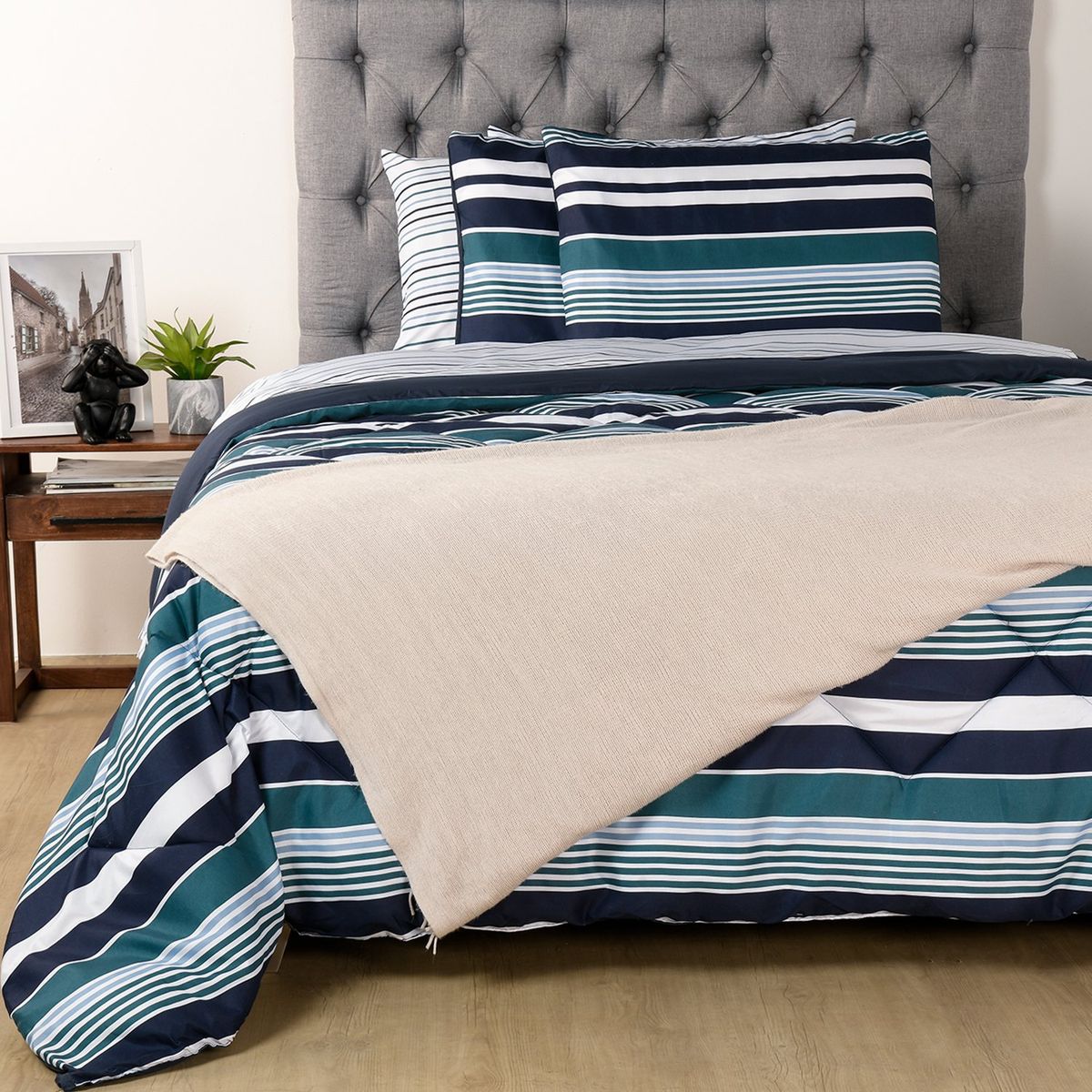 AMBIENTA - Edredon + Juego de sabanas MARE PET Sencillo, Doble y Queen