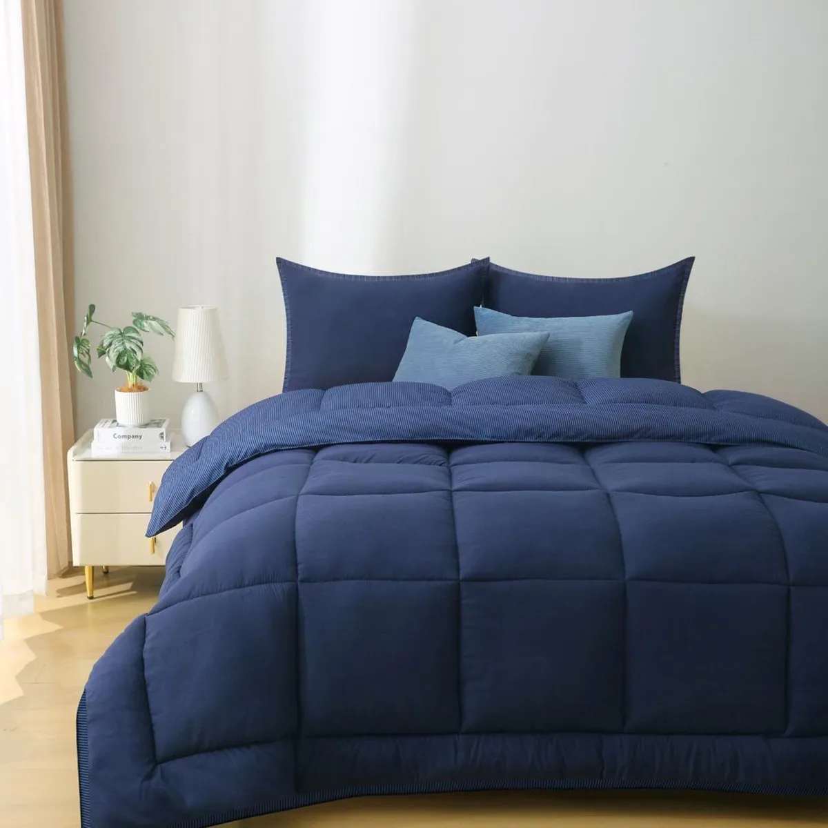 MICA - Edredón Poliéster Bicolor Doble, Queen y King