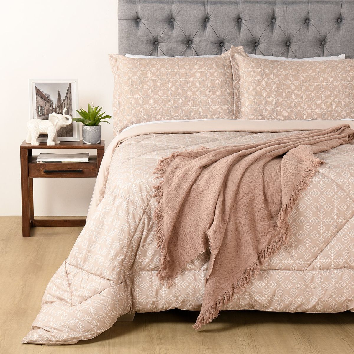 AMBIENTA - Edredón Poliéster Natura Sencillo, Doble y Queen