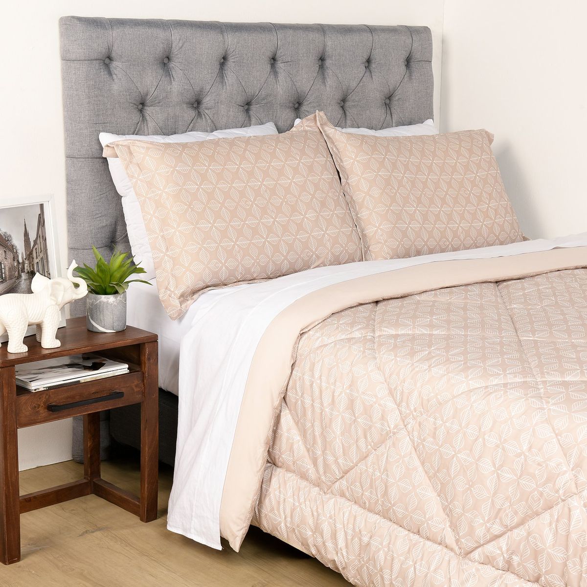 AMBIENTA - Edredón Poliéster Natura Sencillo, Doble y Queen