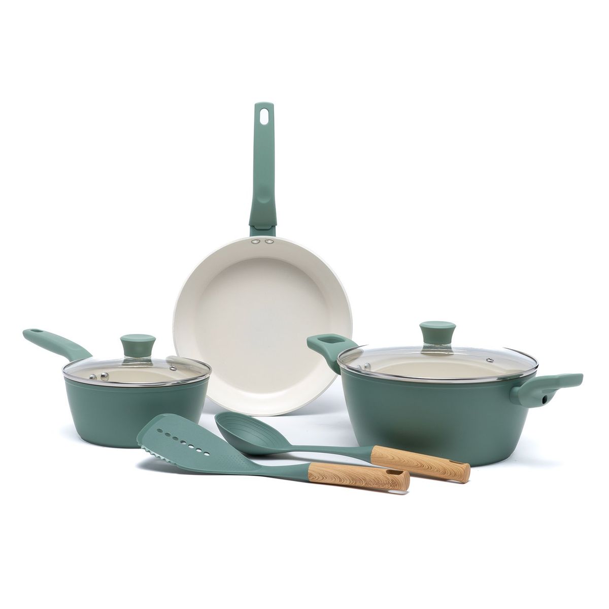 MICA - Juego de ollas antiadherente Mica de Cocina Esencial Aluminio 7 Piezas