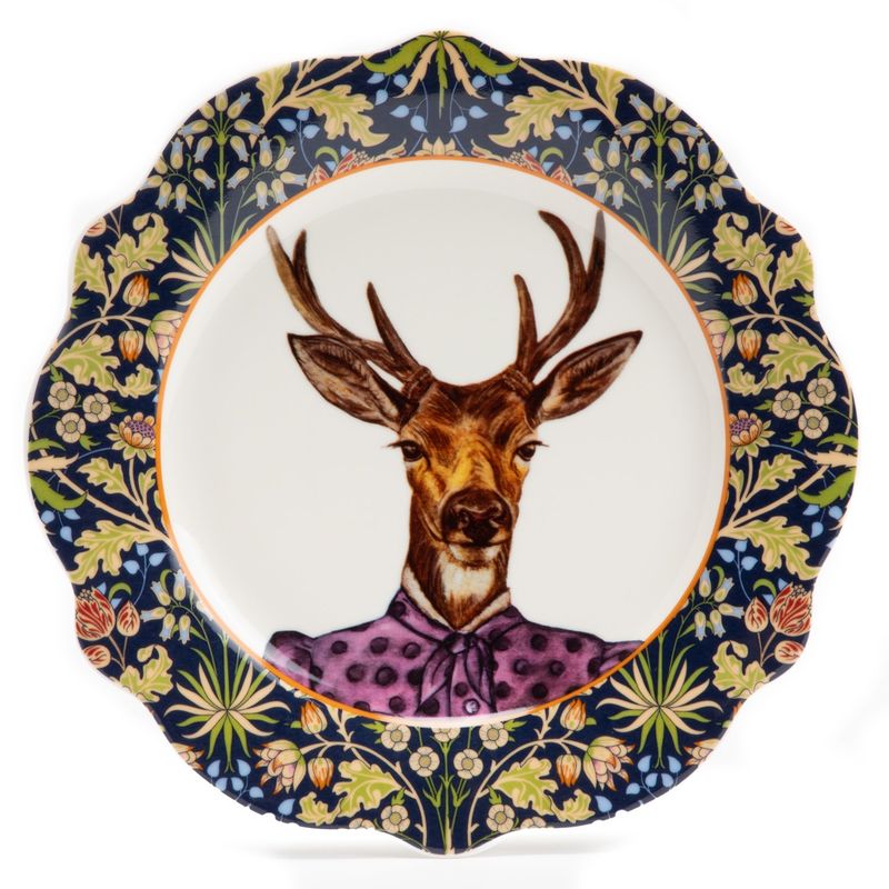 ROBERTA ALLEN - Plato de postre de Porcelana Ciervo Market Bloom 21.2 x 1.9 cm