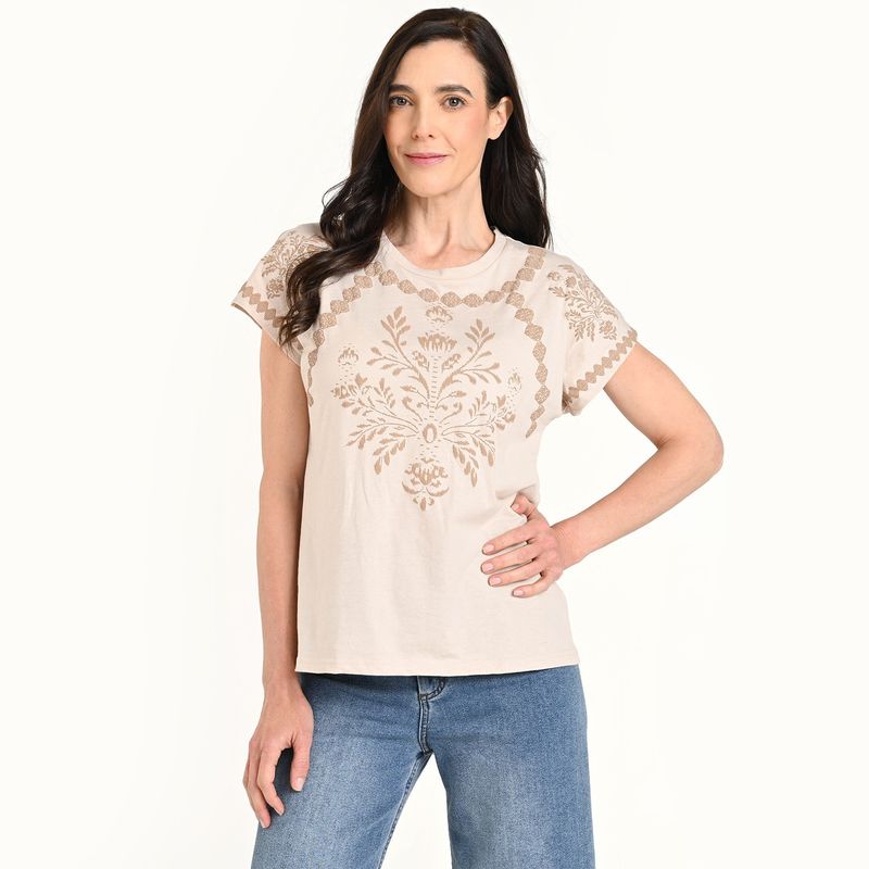 NEWPORT - Blusa Mujer con Estampado Manga corta de Algodón Newport