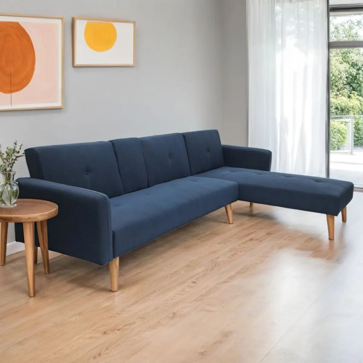 MICA - Sofá Cama En L Convertible Con Portavasos Domingo 275.5 x 77 x 75 cm Mica  -  0% Interés a 3, 6 o 12 Cuotas Pagando con tu CMR Banco Falabella