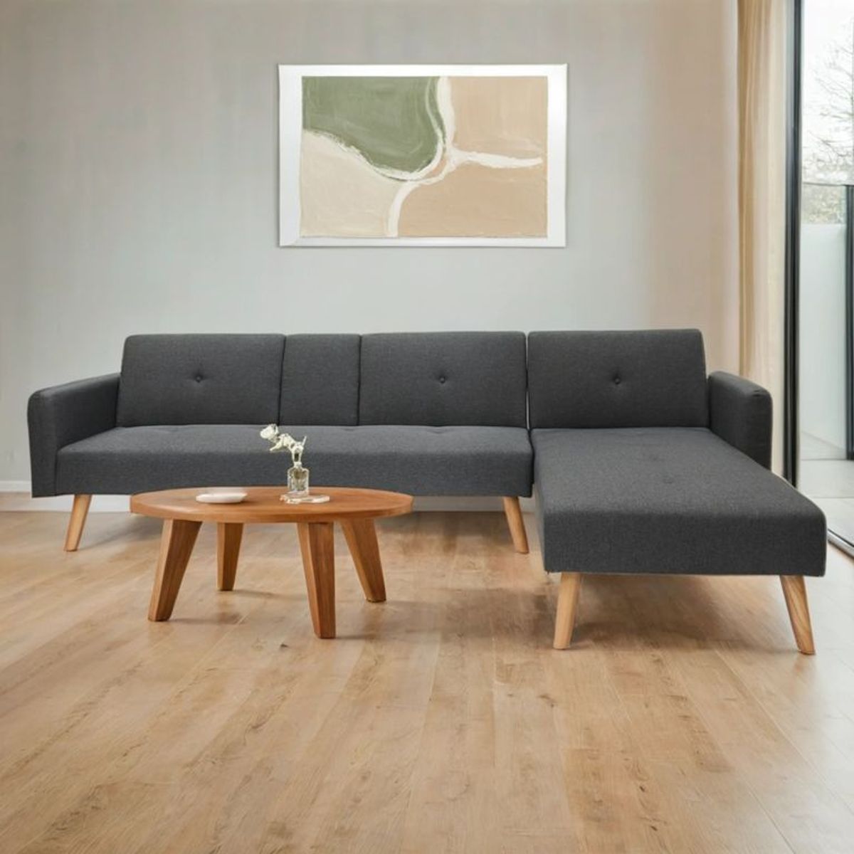 MICA - Sofá Cama En L Convertible Con Portavasos Domingo 275.5 x 77 x 75 cm Mica  -  0% Interés a 3, 6 o 12 Cuotas Pagando con tu CMR Banco Falabella