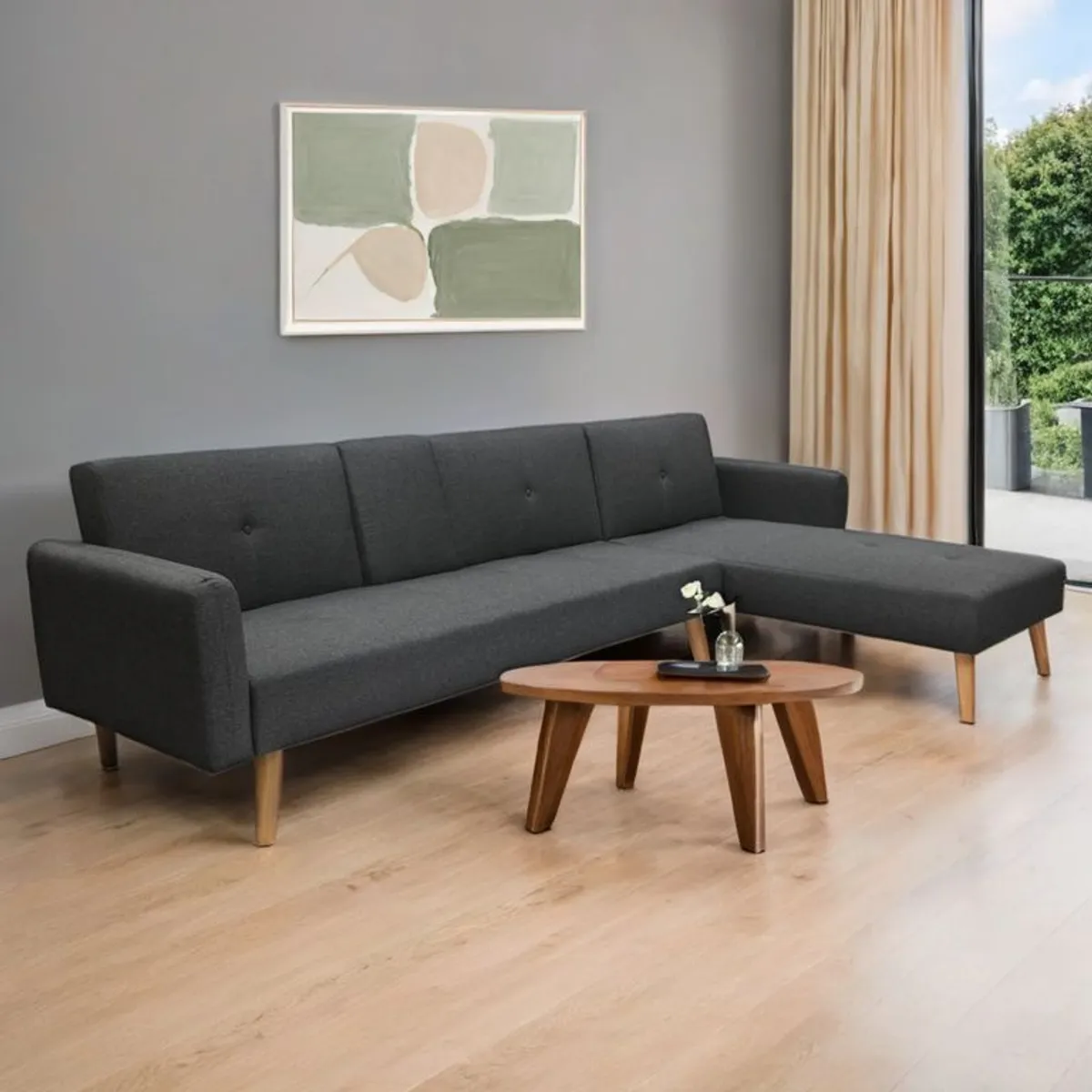 MICA - Sofá Cama En L Convertible Con Portavasos Domingo 275.5 x 77 x 75 cm Mica  -  0% Interés a 3, 6 o 12 Cuotas Pagando con tu CMR Banco Falabella