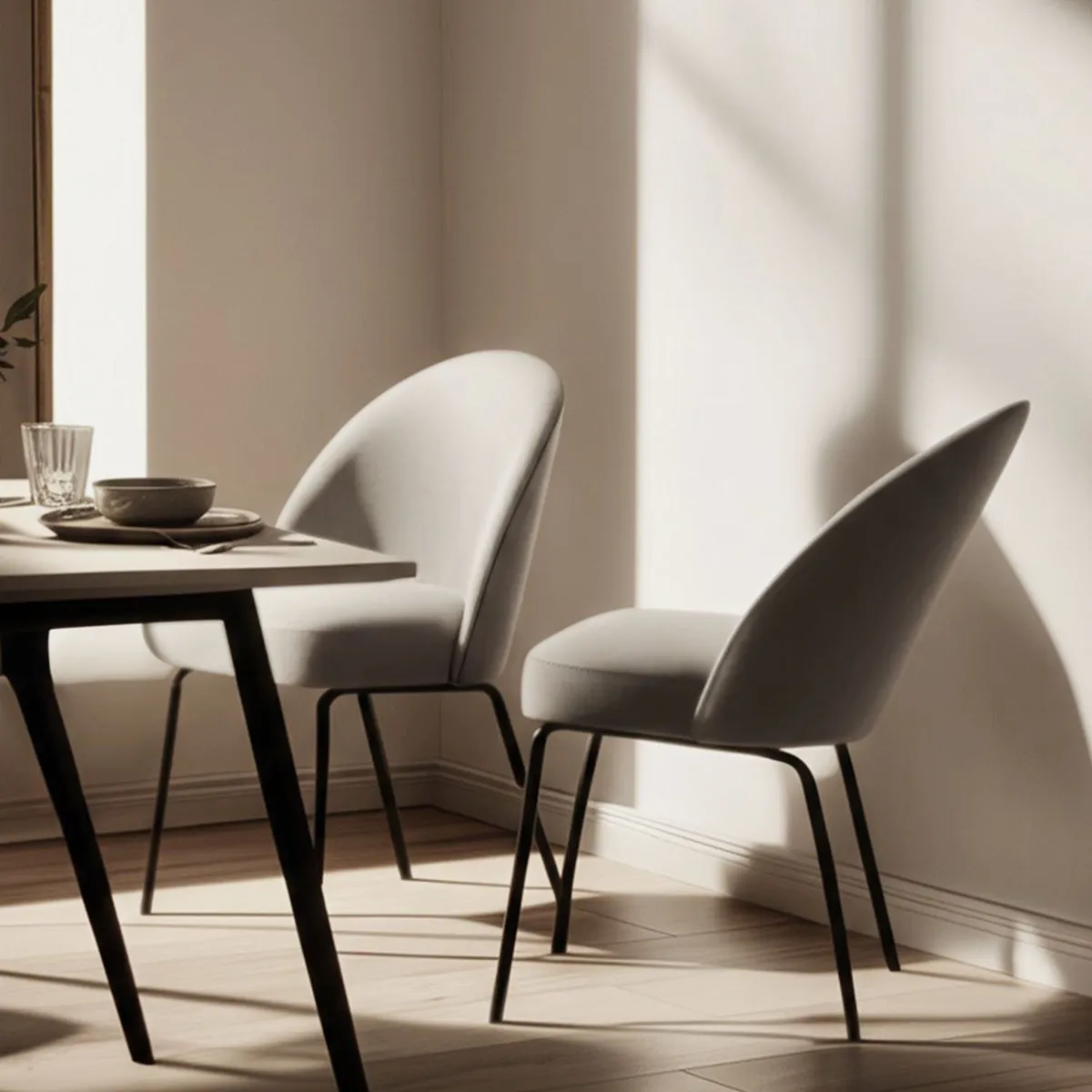 BASEMENT HOME - Sillas de Comedor Creston | Set X2 | Modernas | Elegantes | Patas de Metal | 83.5 x 57 x 48.5 cm