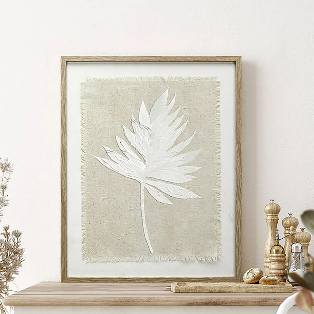 MICA - Cuadro Decorativo Botánico Hoja 40x50 cm