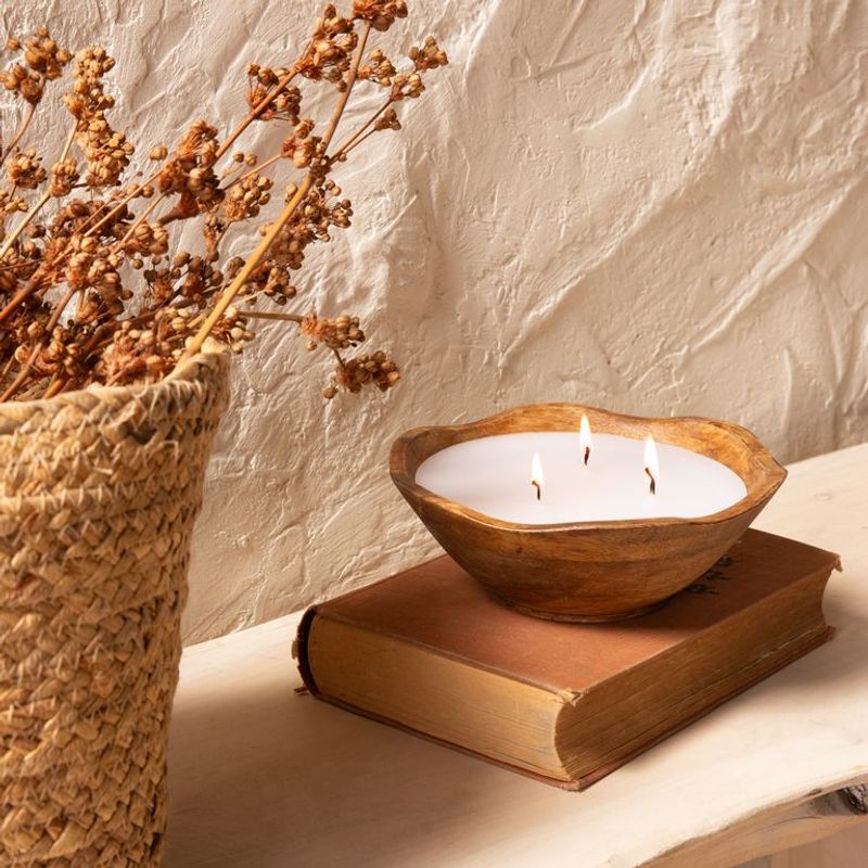CASA CANTABRIA - Vela Decorativa en  Madera 20 cm x 20 cm