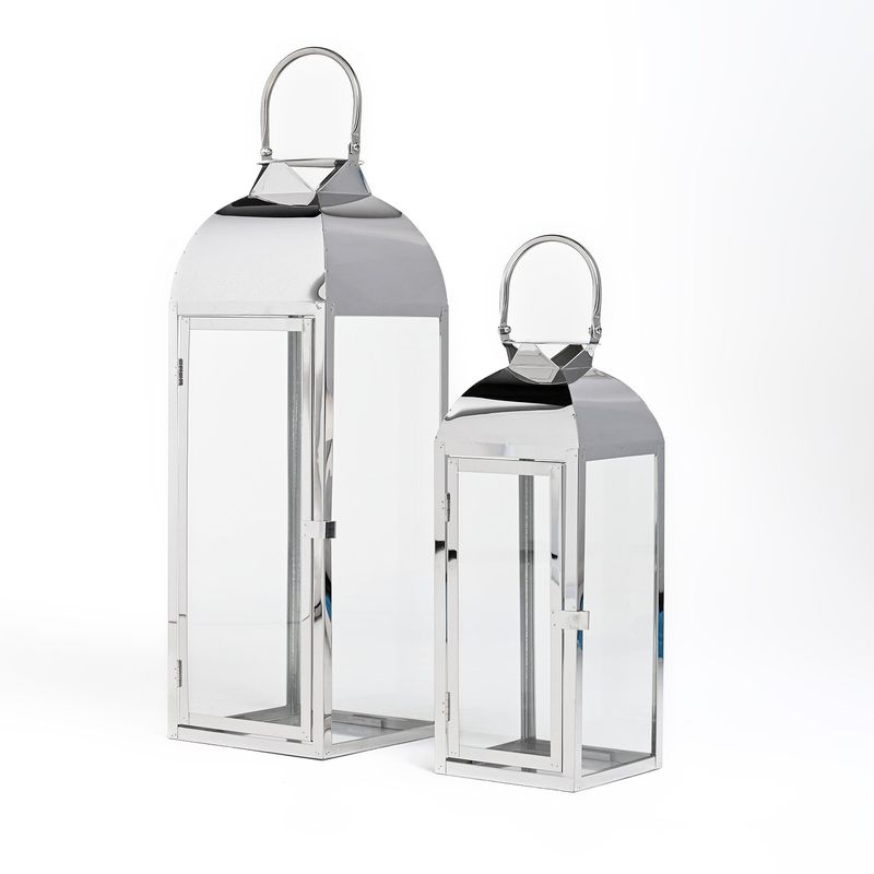 MICA - Farol de Vidrio Set x 2 Plateados 