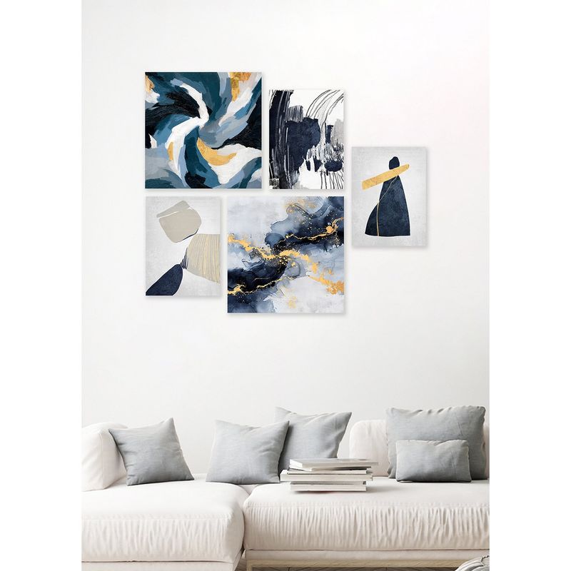 MICA - Cuadro Decorativo Abstracto Set x 5 Azul 25x25 cm