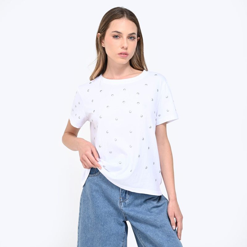DENIMLAB - Camiseta Mujer con Estampado Manga corta de Algodón Denimlab