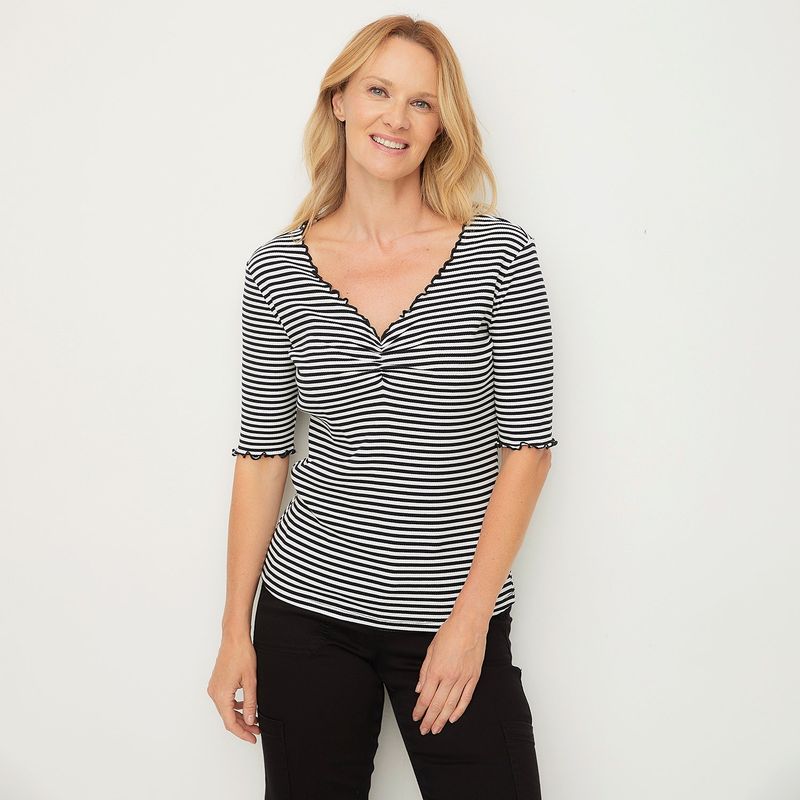 NEWPORT - Blusa Mujer Manga corta de Algodón Newport