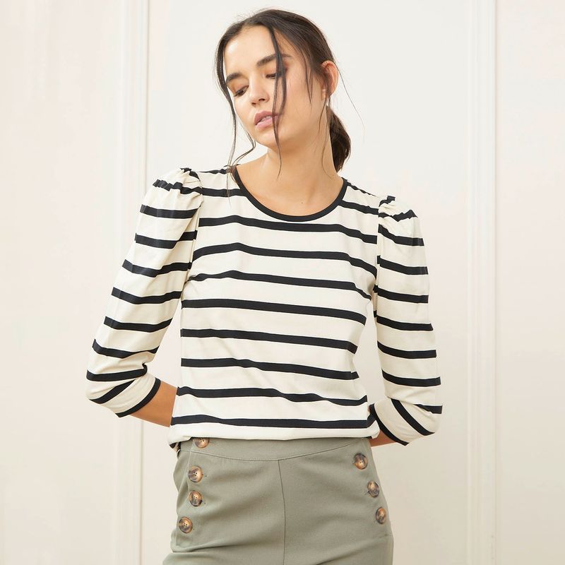 BASEMENT - Blusa Mujer Manga 3/4 de Algodón Basement