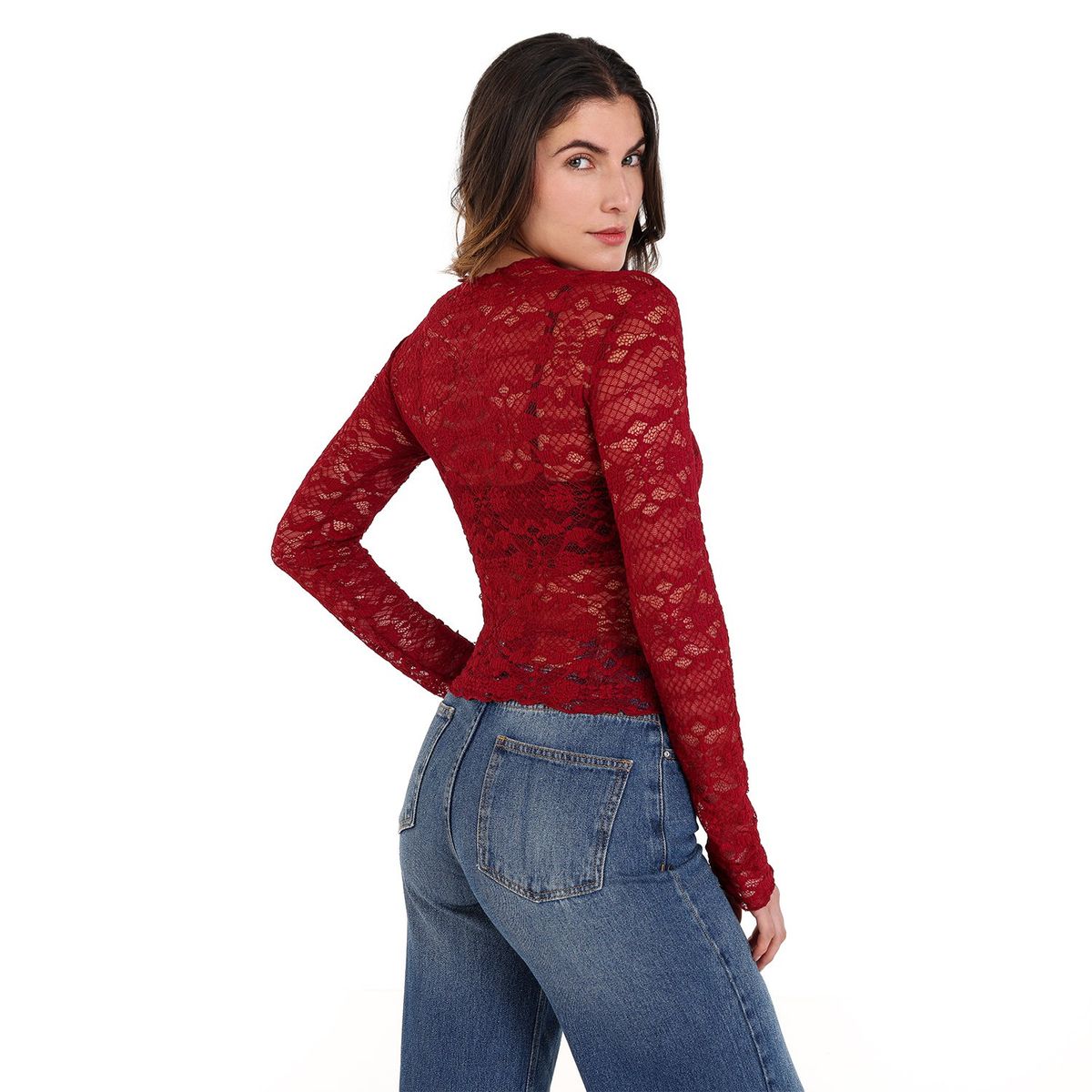 MOSSIMO - Blusa Mujer Con transparencia Manga larga Mossimo