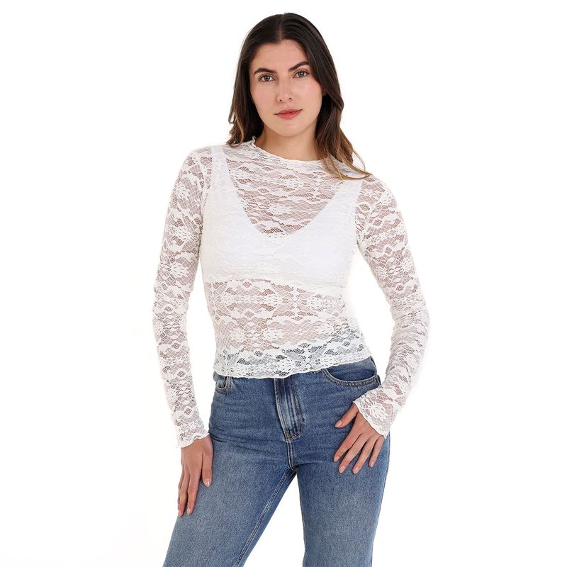 MOSSIMO - Blusa Mujer Con transparencia Manga larga Mossimo