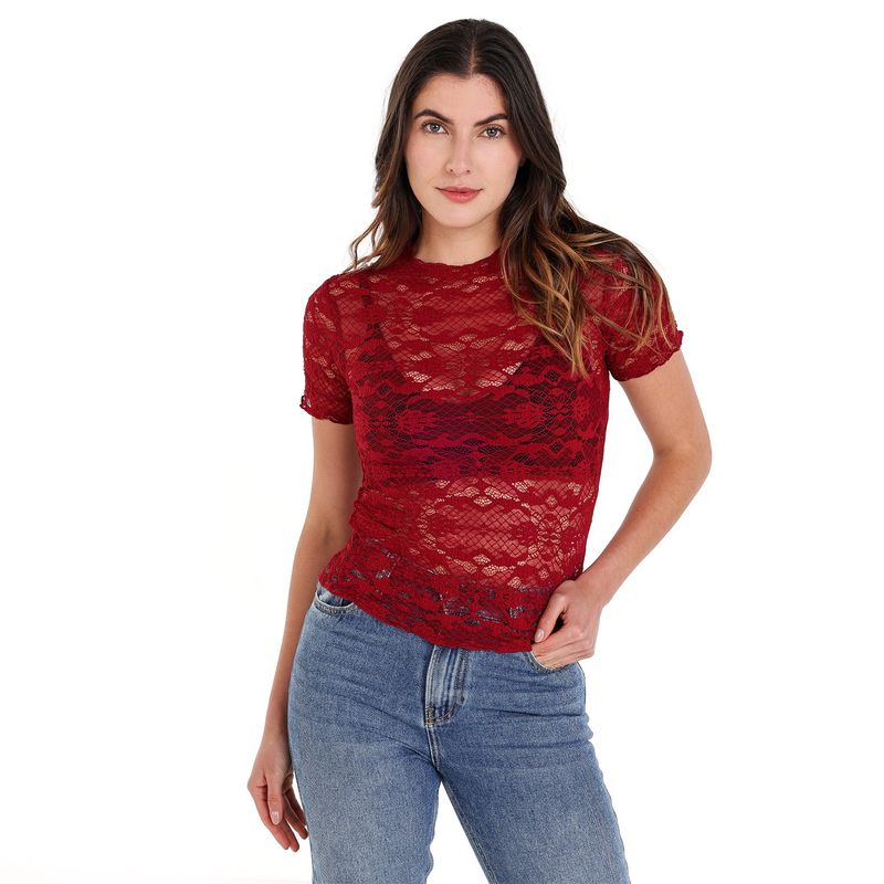 MOSSIMO - Blusa Mujer Con transparencia Manga corta Mossimo