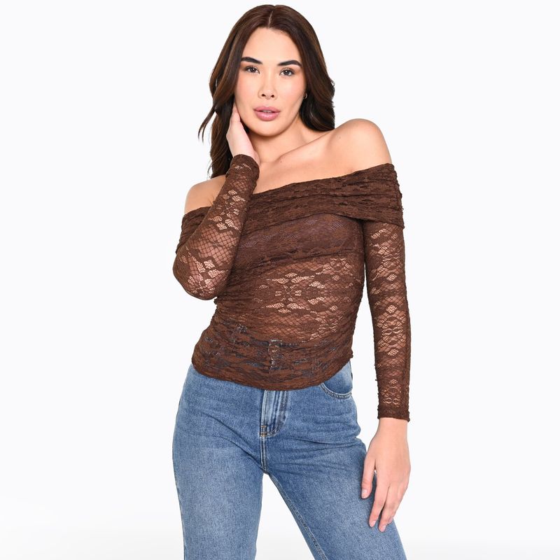 MOSSIMO - Blusa Mujer con Encaje Manga larga Mossimo 