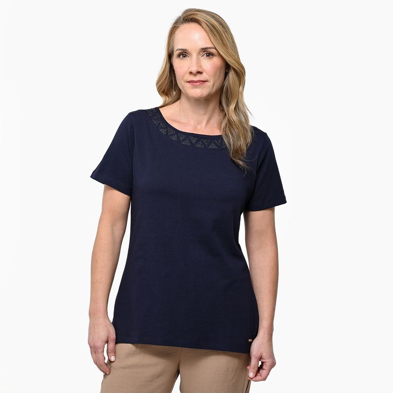 SOUTHLAND - Blusa Mujer con Taches Manga corta de Algodón Southland