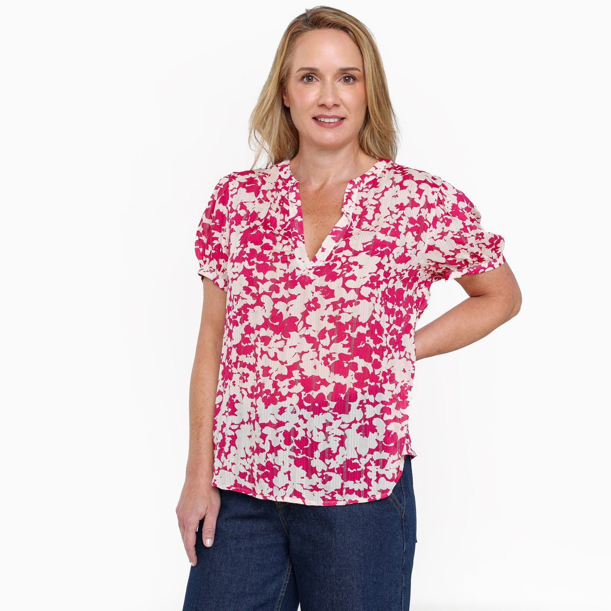 SOUTHLAND - Blusa Mujer con Estampado Manga corta globo Southland