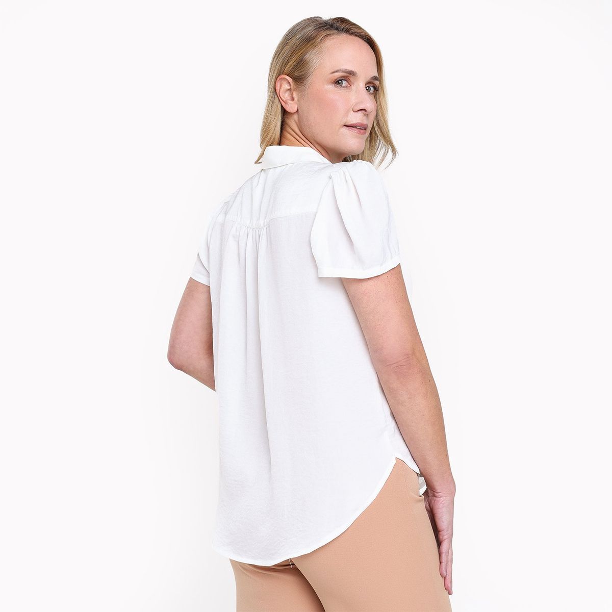 APOLOGY - Blusa Mujer Manga corta globo de Satín Apology