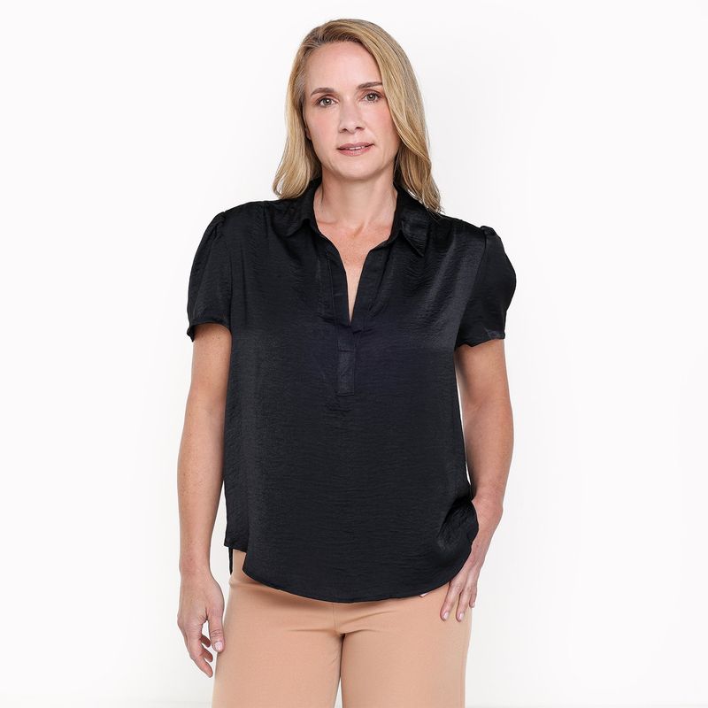 APOLOGY - Blusa Mujer Manga corta globo de Satín Apology