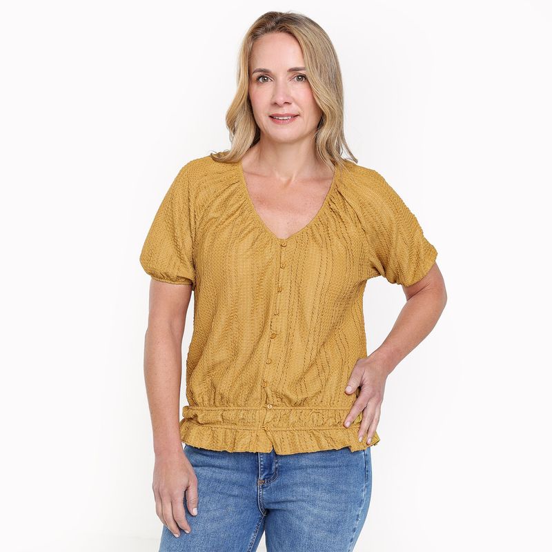 NEWPORT - Blusa Mujer Manga corta globo Newport
