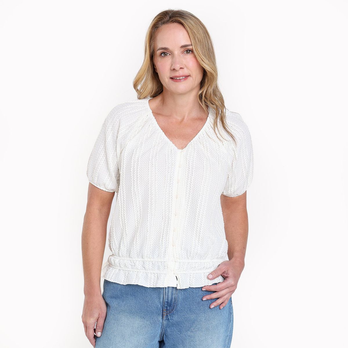 NEWPORT - Blusa Mujer Manga corta globo Newport