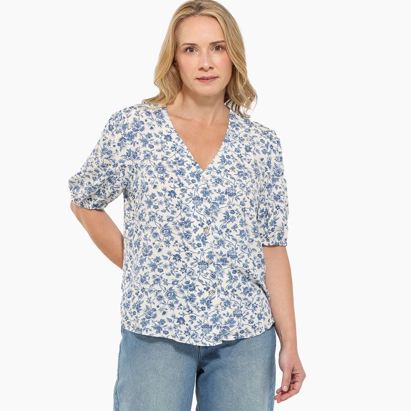 NEWPORT - Blusa Mujer Manga corta globo Newport