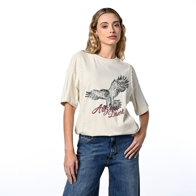 DENIMLAB - Camisetas Mujer Estampado Manga corta de Algodón Denimlab