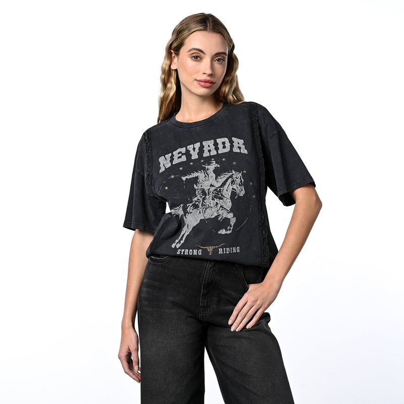 DENIMLAB - Camisetas Mujer Estampado Manga corta de Algodón Denimlab