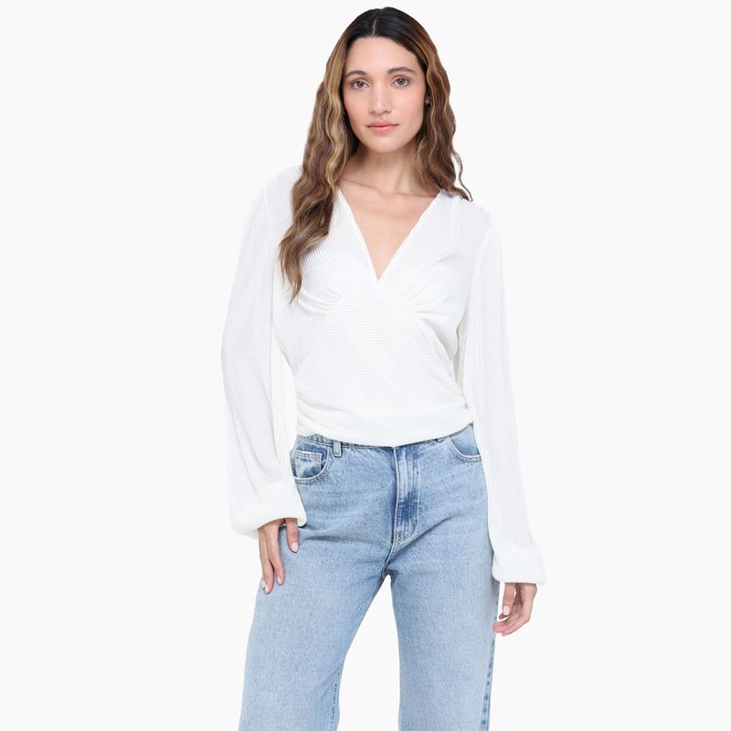 MOSSIMO - Blusa Mujer Plisada Manga larga Mossimo