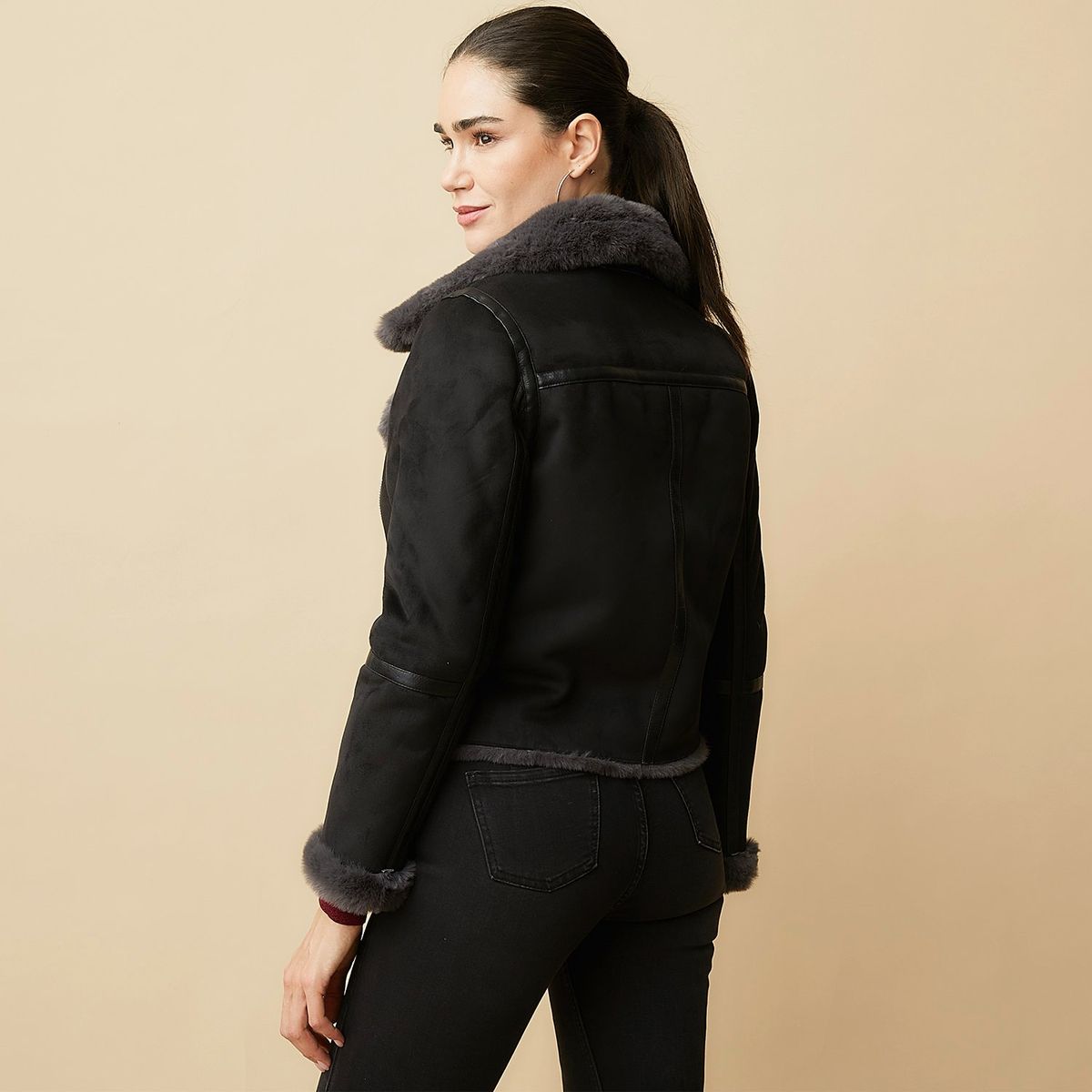 MOSSIMO - Chaqueta Mujer Ovejera Recto MOSSIMO