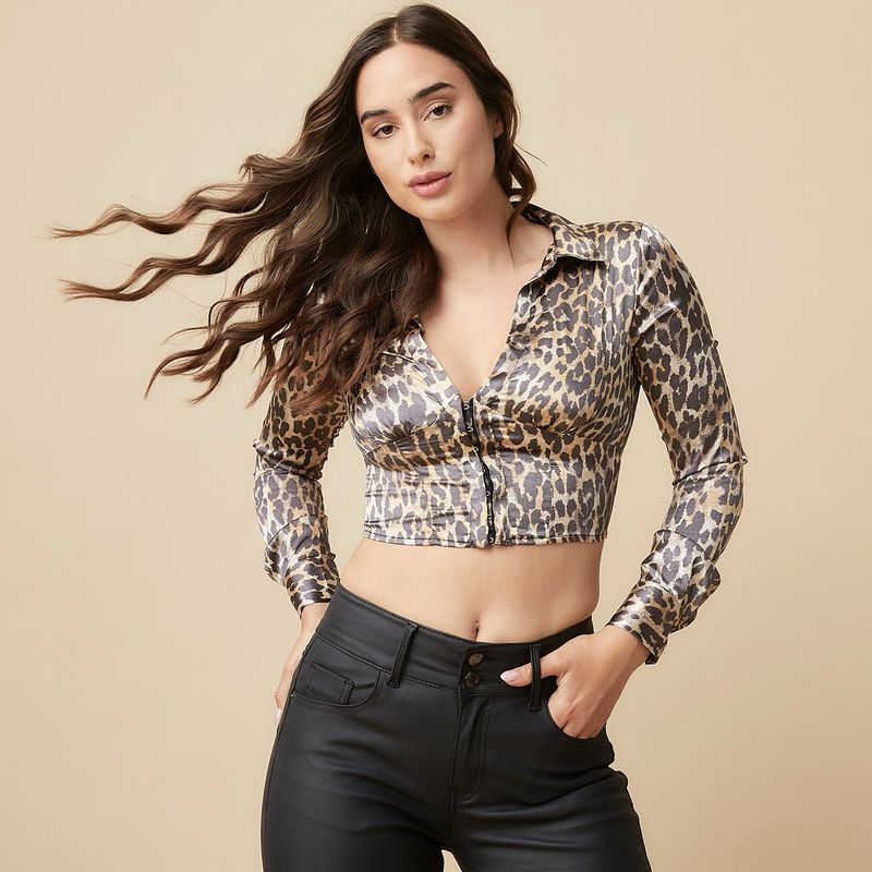 MOSSIMO - Blusa Mujer Animal print Manga larga Mossimo