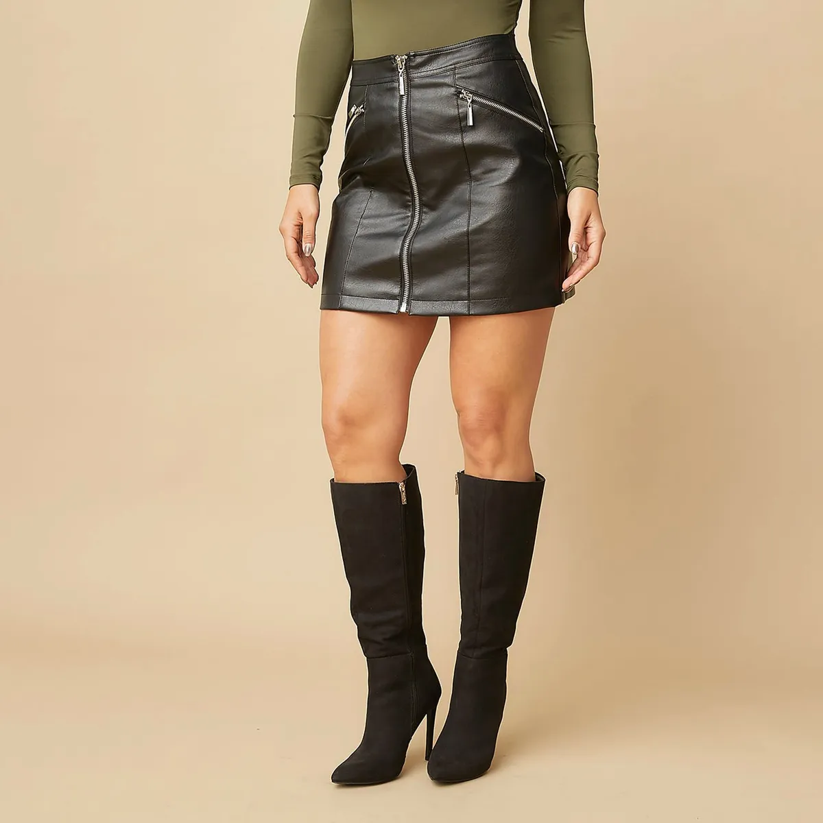 MOSSIMO - Falda Mini Mujer Efecto cuero Mossimo