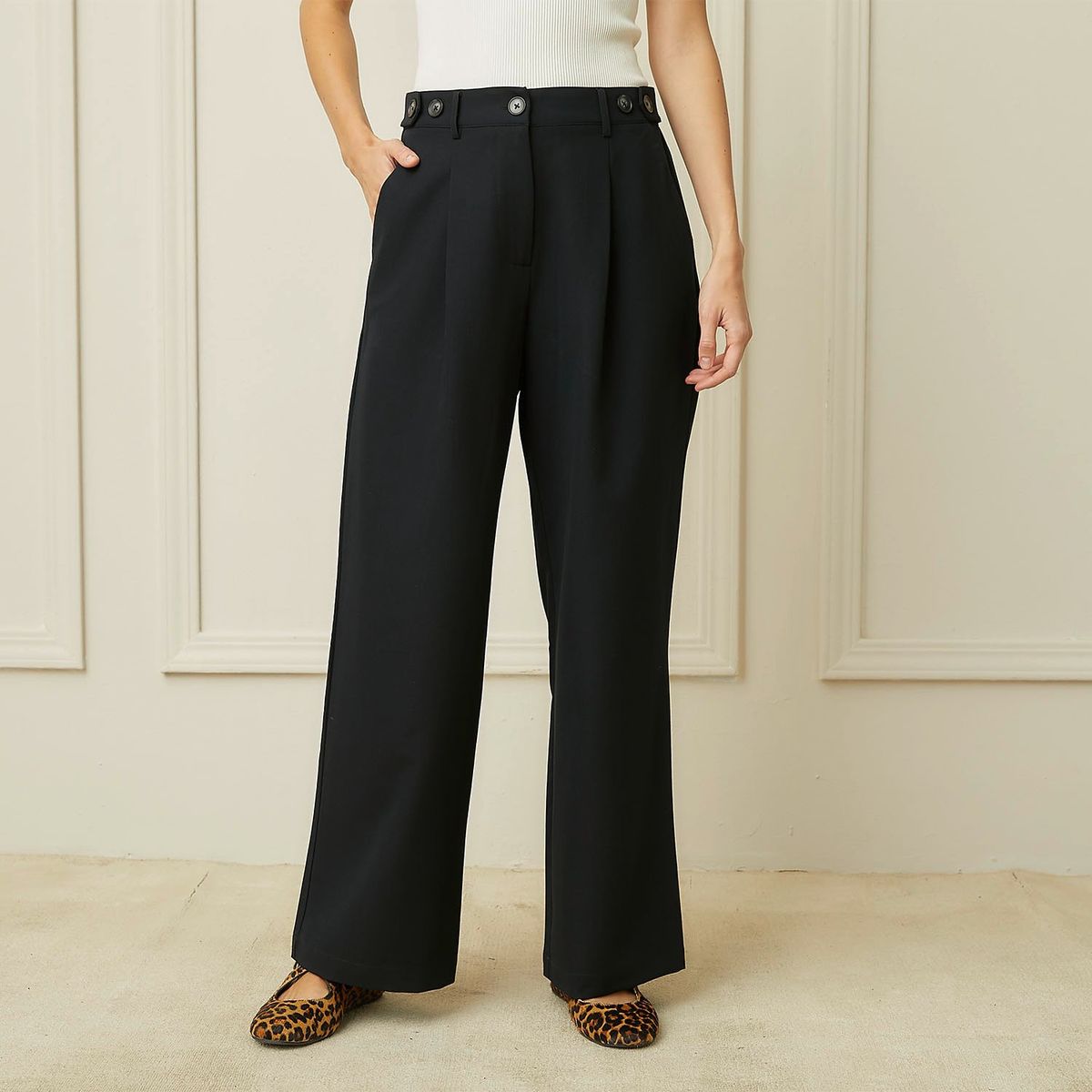 BASEMENT - Pantalón Wide Leg Mujer Tiro alto Basement
