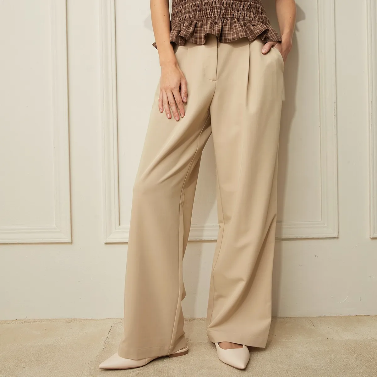 BASEMENT - Pantalón Wide Leg Mujer Tiro alto Basement