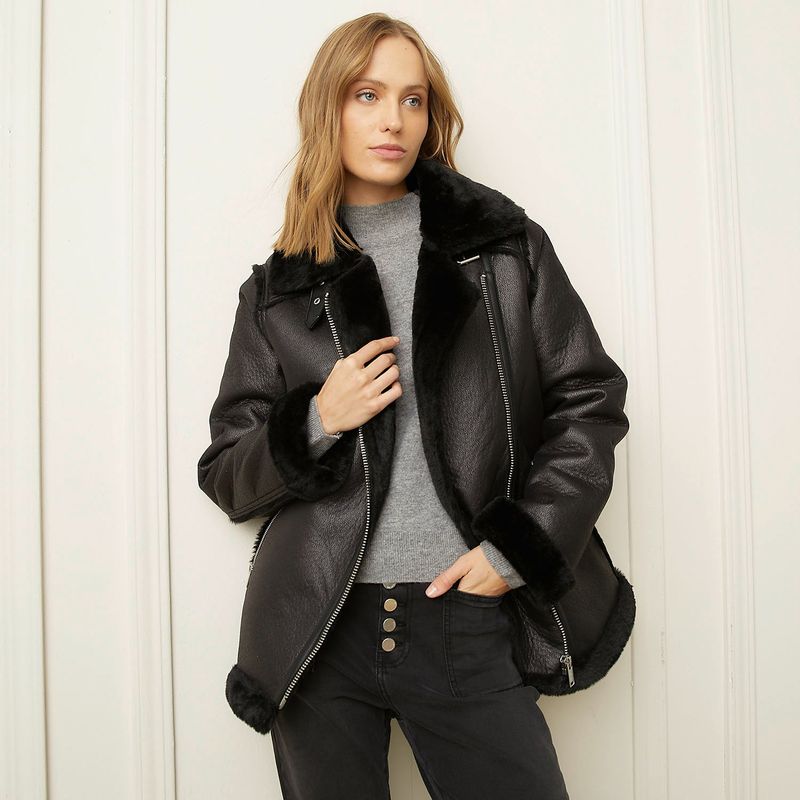 moto chaqueta cuero mujer h&amp;m