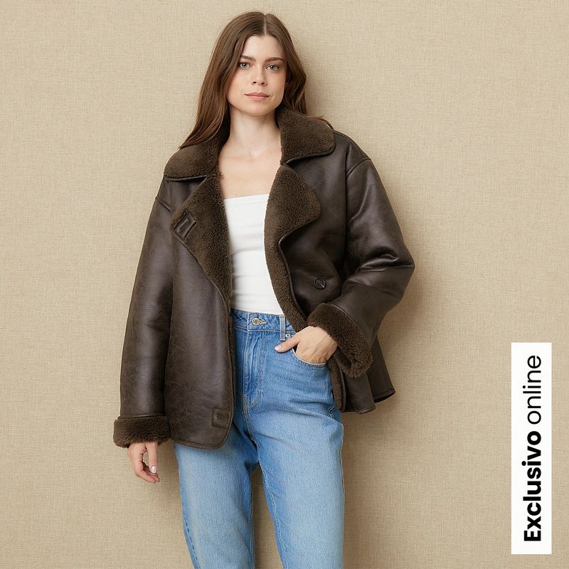 BASEMENT - Chaqueta Ovejera Mujer Oversize Basement