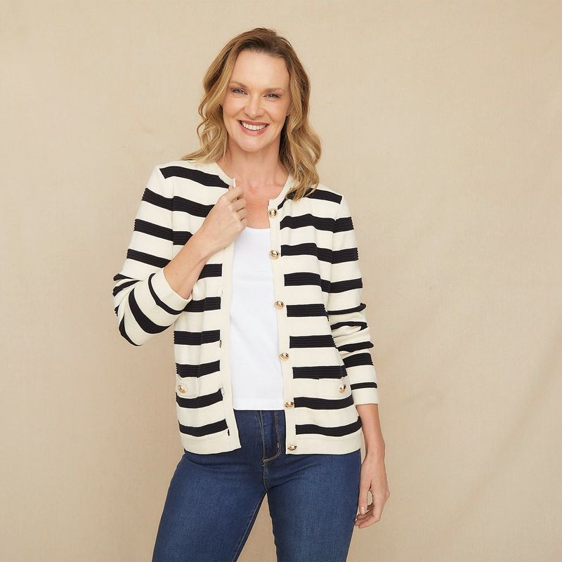 SOUTHLAND - Cardigan Mujer de Rayas de Algodón Southland