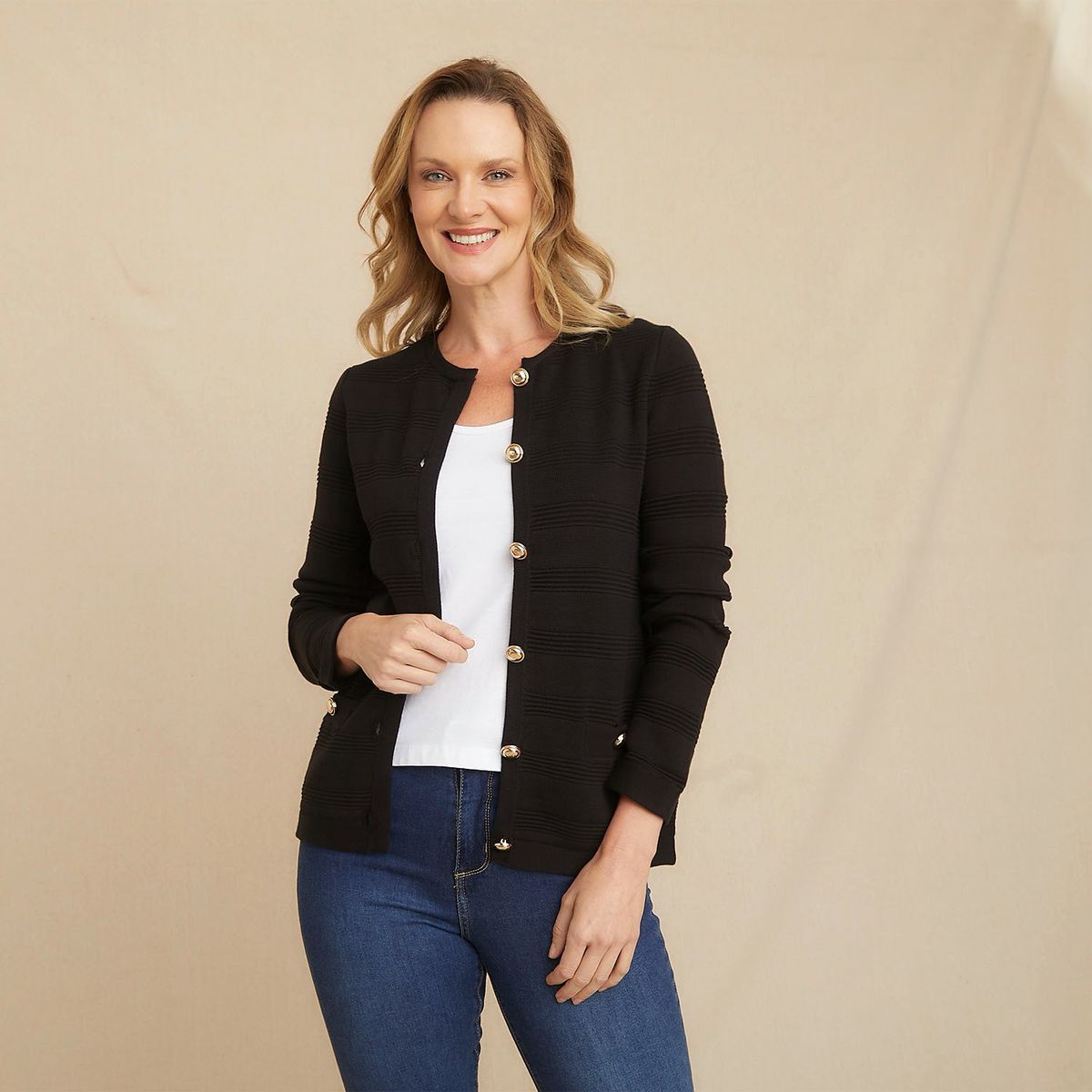 SOUTHLAND - Cardigan Mujer de Rayas de Algodón Southland