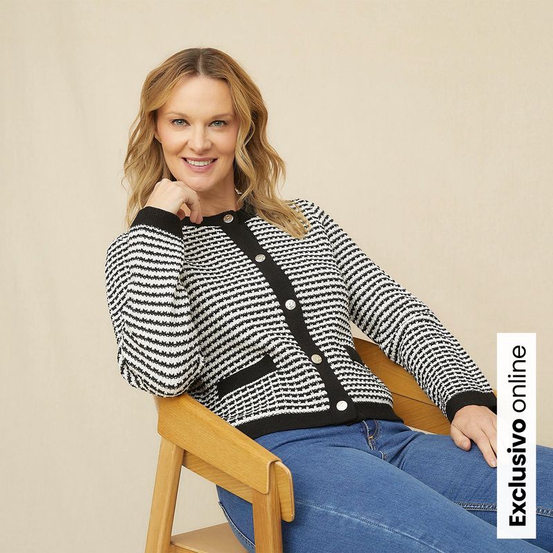 SOUTHLAND - Cardigan Mujer de Rayas de Algodón Southland