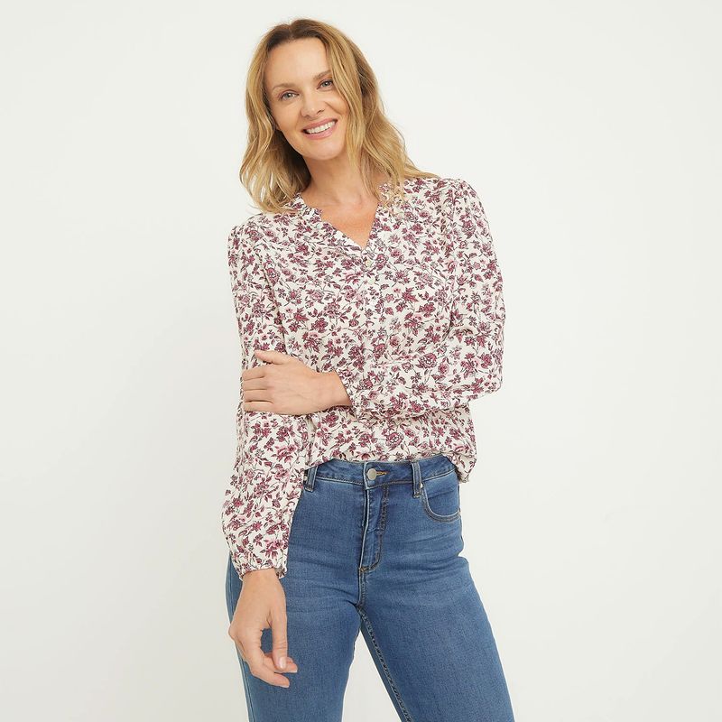 NEWPORT - Blusa Mujer con Estampado Manga larga globo Newport