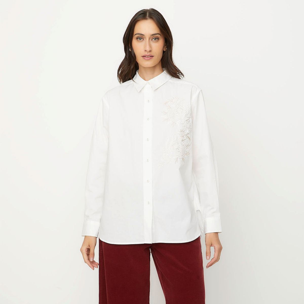 APOLOGY - Camisa Mujer con Bordado Manga larga de Algodón Apology