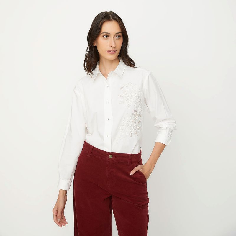 APOLOGY - Camisa Mujer con Bordado Manga larga de Algodón Apology