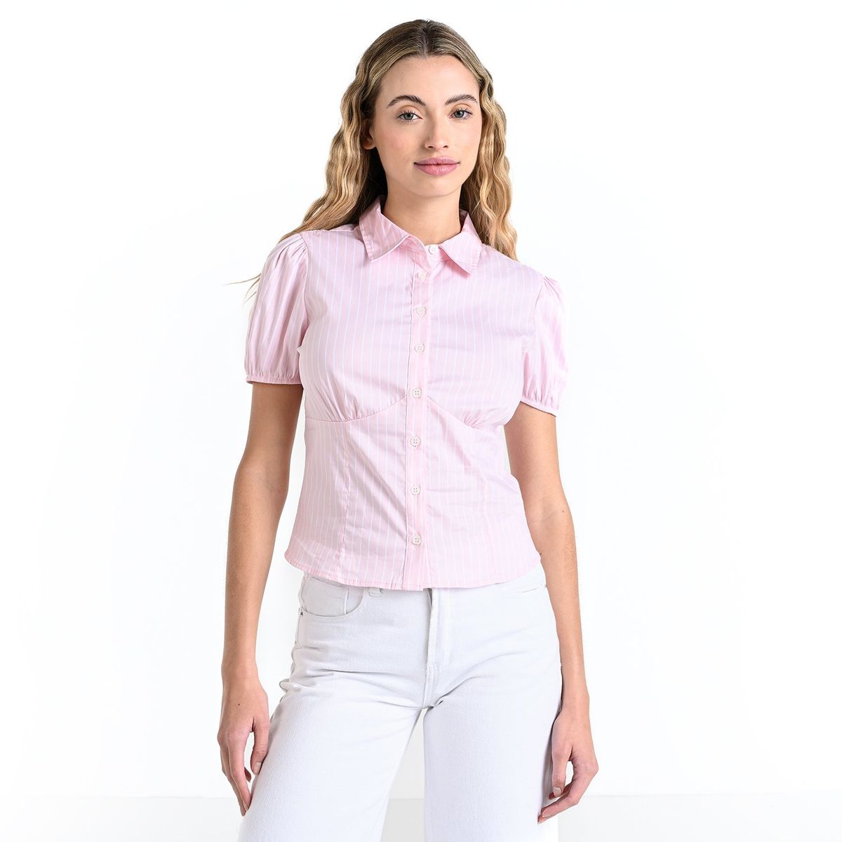 SYBILLA - Camisa Mujer Manga corta globo de Algodón Sybilla