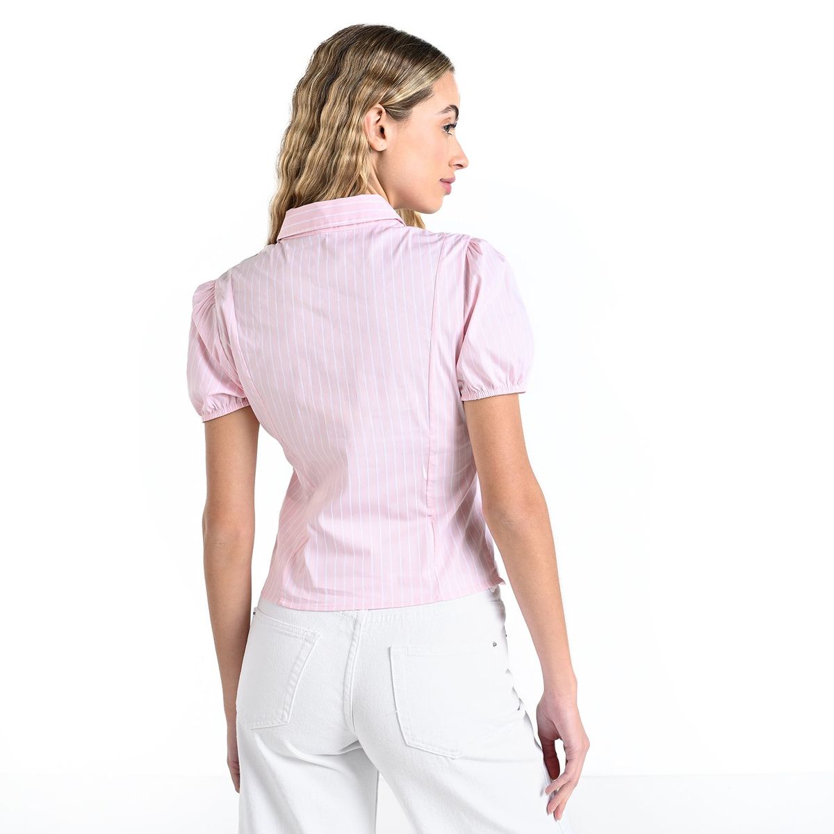 SYBILLA - Camisa Mujer Manga corta globo de Algodón Sybilla