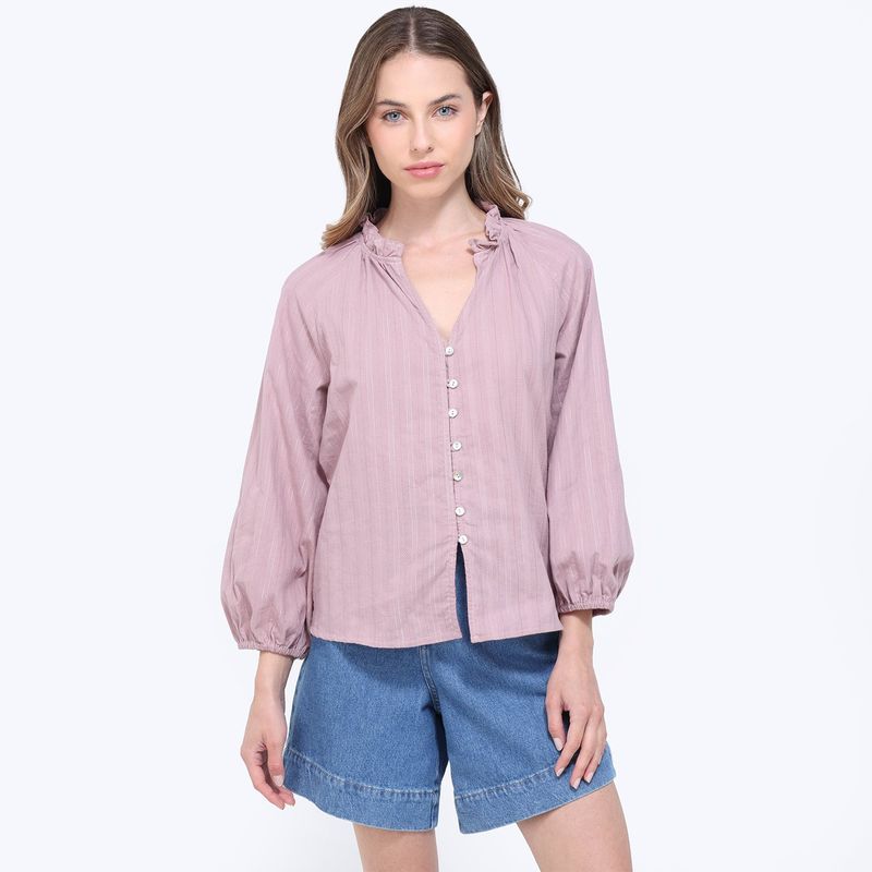 SYBILLA - Blusa Mujer Manga larga globo de Algodón Sybilla